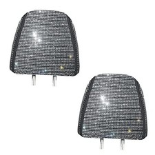 White Full Rhinestone Car Headrest Covers for Women & Girls - 2 Pieces picture