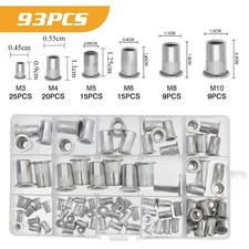 93Pcs Aluminum Threaded Rivet Nut Assortment Kit Industrial Fastener Hardware picture
