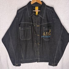 Vintage Platinum FUBU Fat Albert Denim Jacket Mens 2XL Y2K Hip Hop Black picture