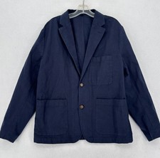 J.Crew Mens Navy Blue Garment Dyed Cotton Linen Chino Chore Blazer Sz 42 picture
