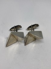 17g 925 EARLY TAXCO ABSTRACT MODERNIST STERLING SILVER CUFFLINKS FINE JEWELRY picture