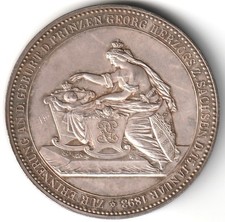 1893 Germany Saxony Birth of Royal Prince Medal Large Silver Very Nice Rare picture
