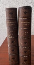Longfellow’s Poems Complete 2 Vol Set (1867) Leather Bound Marbled Ends picture