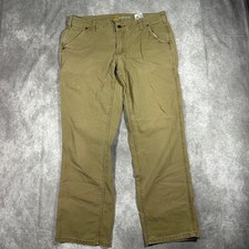 Carhartt Tan Canvas Work Pants Womens 14 Regular Original Fit Utility Workwear picture