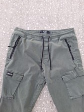 Hollister Skinny Jogger Cargo Pants Mens L Green Khaki Stretch Elastic Waist  picture