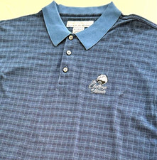 Vintage Tiger Woods Golf Polo Shirt Men’s L Blue Plaid Poly Embroidered Logo picture