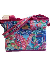 LILLY PULITZER EXOTIC GARDEN INSULATED COOLER/TOTE PINK/BLUE/GREEN 15.5 x10x12 picture