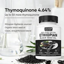 Ethiopian Black Seed Oil Softgels |4.64% Thymoquinone |Gluten-Free, 60 Capsules picture