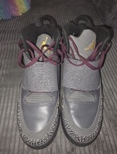 Jordan Mid Top Men's Athletic Sneakers Gray/Black/Purple/Teal Animal Print picture