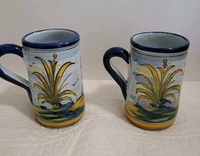 Set Of 2 Talavera Talabricense Colorful Mexican Art Pottery Hand Painted Mugs picture