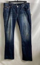 True Religion Men's Basic Slim Straight Blue World Tour Jeans NWT Sz 34 picture