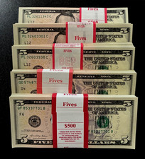 Pack of $5 NEWx 5 usa Bills Uncirculated Consecutive Serial# Crisp Fives DollarS picture