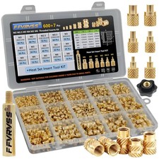 600+7Pcs M2 M2.5 M3 M4 M5 M6 Premium Brass Threaded Inserts, Metric Brass Knurle picture
