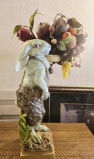 Vintage Chrisdon Farmer Bunny Rabibit Statue Resin Figurine In Overalls 21
