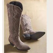 Sundance Italian Suede Western Cowboy Boots Quilted Sojourner Gray Smoke Size 36 picture