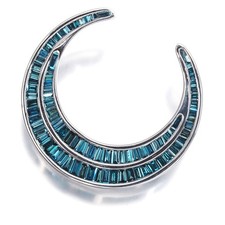 Auth GSTV Pendant Blue Diamond 0.80ct Moon Tapered-cut 18K 750 White Gold picture