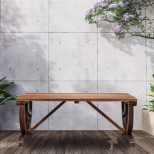 Wooden Outdoor Patio Furniture Garden Bench Park Seat Beach Yard Capacity660 lbs picture