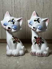 Vintage Hand-painted Ceramic Cat Salt & Pepper Shaker Pair  picture