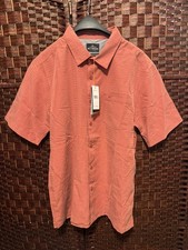 Quiksilver Waterman Check Orange Short Sleeve Button-Up Shirt/Men's Size Large picture