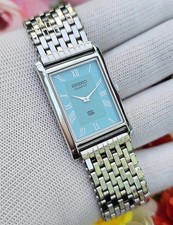 Vintage Quartz Tank Slim Men's Rectangular Japanese Watch Roman Numeral Dial picture