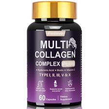 Multi Collagen Capsules Type I, II, III, V, X Hyaluronic Acid + Vit C Anti-Aging picture