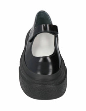 MM6 Maison Margiela Black Leather Platform Mary Jane Flats Strap Hook & Loop picture