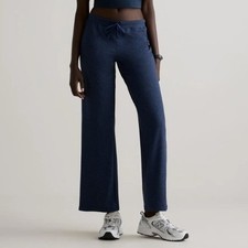 NEW Quince Flowknit Wide Leg Pants Women L Heather Navy Blue Yoga Soft Lounge picture