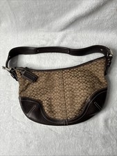 Vintage 2000s Coach Brown Signature Canvas Soho Mini Hobo Bag Silver Hardware picture