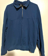 H&M Men's Blue Knit 1/4 Zip Mock Neck Pullover Sweatshirt Relaxed Fit S picture