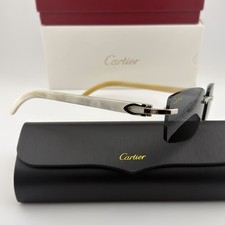 NEW Cartier BUFFS Dark Frameless Silver Marble Frame Buffalo Sunglasses picture
