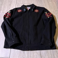 Roark Jacket Mens Medium Black Canvas Bomber Tough As Nails Embroidered Eye picture