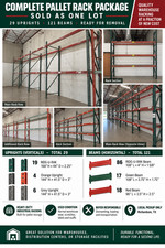 Used Warehouse Pallet Racking – 29 Uprights 121 Beams + 22 Wire OBO - $1,495 picture