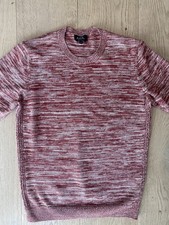 A.P.C. Men's Red White Marled Cotton Pullover Sweater Size M picture