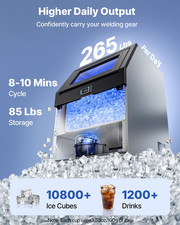265LB/24H Commercial Ice Maker w/ Pump 85LB Bin Self Clean Stainless Steel picture