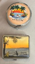 2 Small Vintage Florida Souvenir Compacts picture