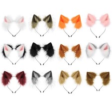 Faux Fur Cat Fox Ears Headband Furry Animal Hair Hoop Halloween Cosplay Costume picture
