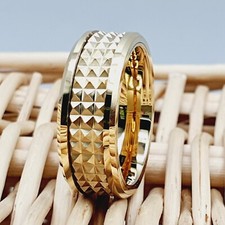 Gold Tungsten Man's Wedding Band Men's Unique Jagged Tungsten Wedding Ring, picture
