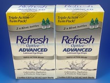 Refresh Optive Advanced Lubricant Eye Drops Triple Action 2 Twin Packs 4 Bottles picture