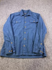 Patagonia Shirt Mens Large Blue Solid Organic Cotton Long Sleeve Button Front picture