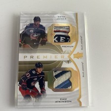 2020-21 Upper Deck Premier Dual Patch Seth Jones & Cam Atkinson 15/15 picture