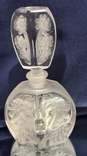 Antique Czech crystal, Art Deco intaglio perfume bottle With Original Stopper picture
