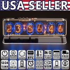 IN-12 Nixie Tubes Clock, Acrylic Stand Sockets, 12/24  - USA Seller picture