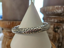 Sarda 925 Sterling Silver Bali Filigree Scroll Hinged Oval Bracelet picture