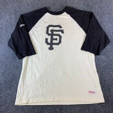 Stitches San Francisco Giants MLB T-Shirt Mens XL Beige Black Raglan Sleeve picture