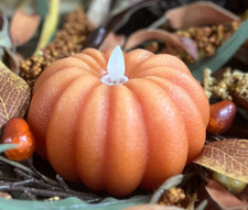 New Primitive Fall PUMPKIN TIMER LED Battery Candle Orange Moving Flame Country picture