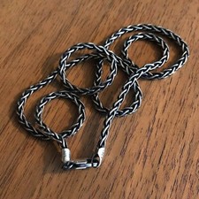 Solid 925 Oxidized Sterling Silver Italian Spiga Wheat Chain 3mm picture