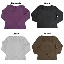 Express Women's Soft Stretch Long Sleeve Lightweight Squareneck Top picture