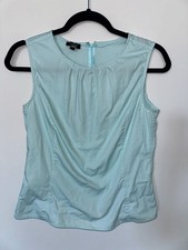 98% Cotton Talbots Mint Green Sleeveless Gathered Neck Tank Top Size 8P picture