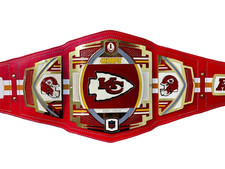 Kansas City Chiefs NFL Super Bowl Championship Belt 2mm Brass Leather Replica picture