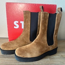 Staud Brown Suede Chelsea Palomino Boots, Mid Shaft, Quiet Luxury, size 40 NIB picture